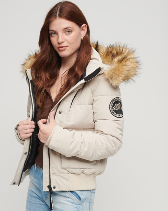 Superdry Everest Hooded Puffer Bomber Jacket - Chateau Grey