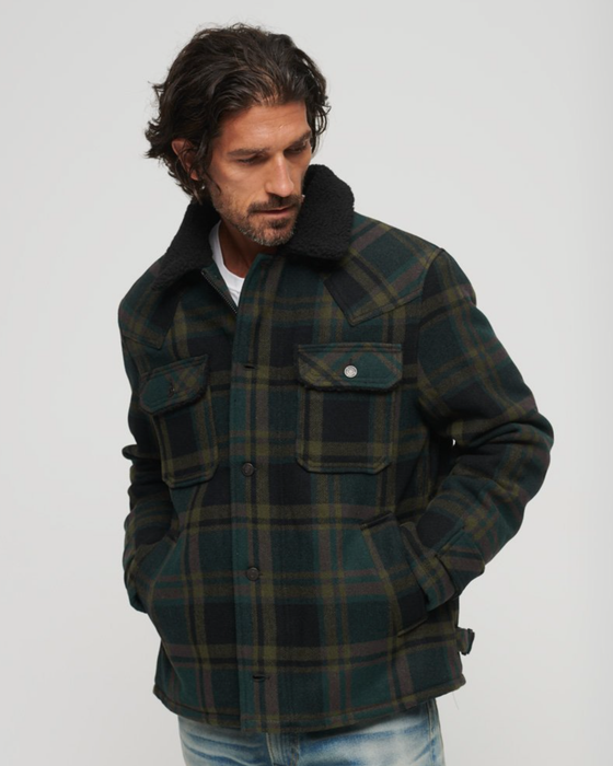 Superdry The Merchant Store Wool Chore Coat - Green Check