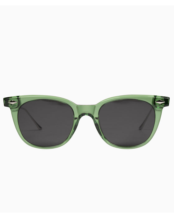 Valley Mercy - Bottle Green with Silver Metal Trim / Polarised Black Lens