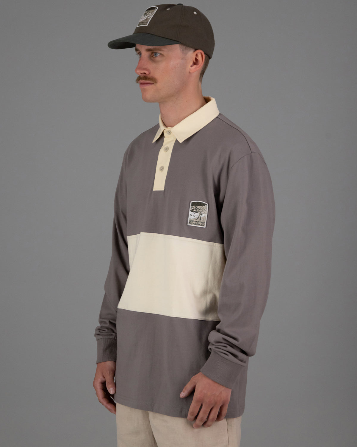Just Another Fisherman Coastal Cast Polo - Grey/Cream