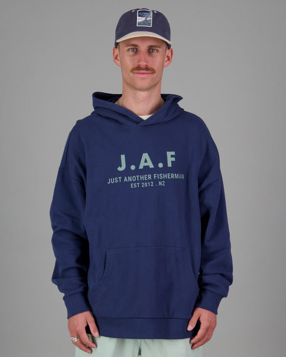 Just Another Fisherman Premium J.A.F Logo Hood - Dark Denim