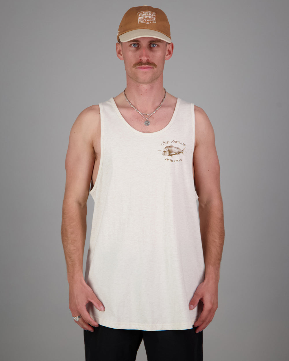 Just Another Fisherman Snapper Logo Singlet - Oatmeal