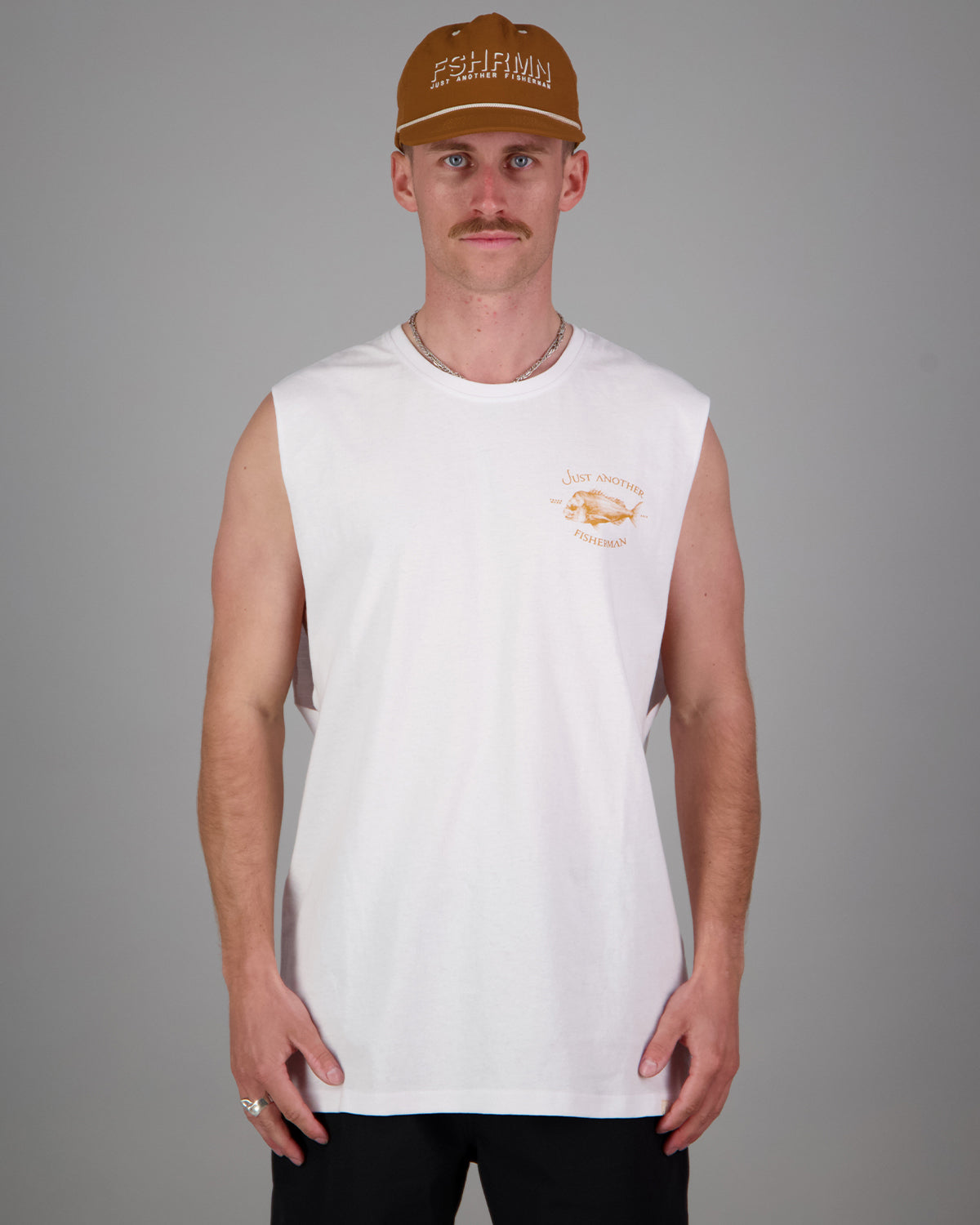 Just Another Fisherman Snapper Logo Tank - White