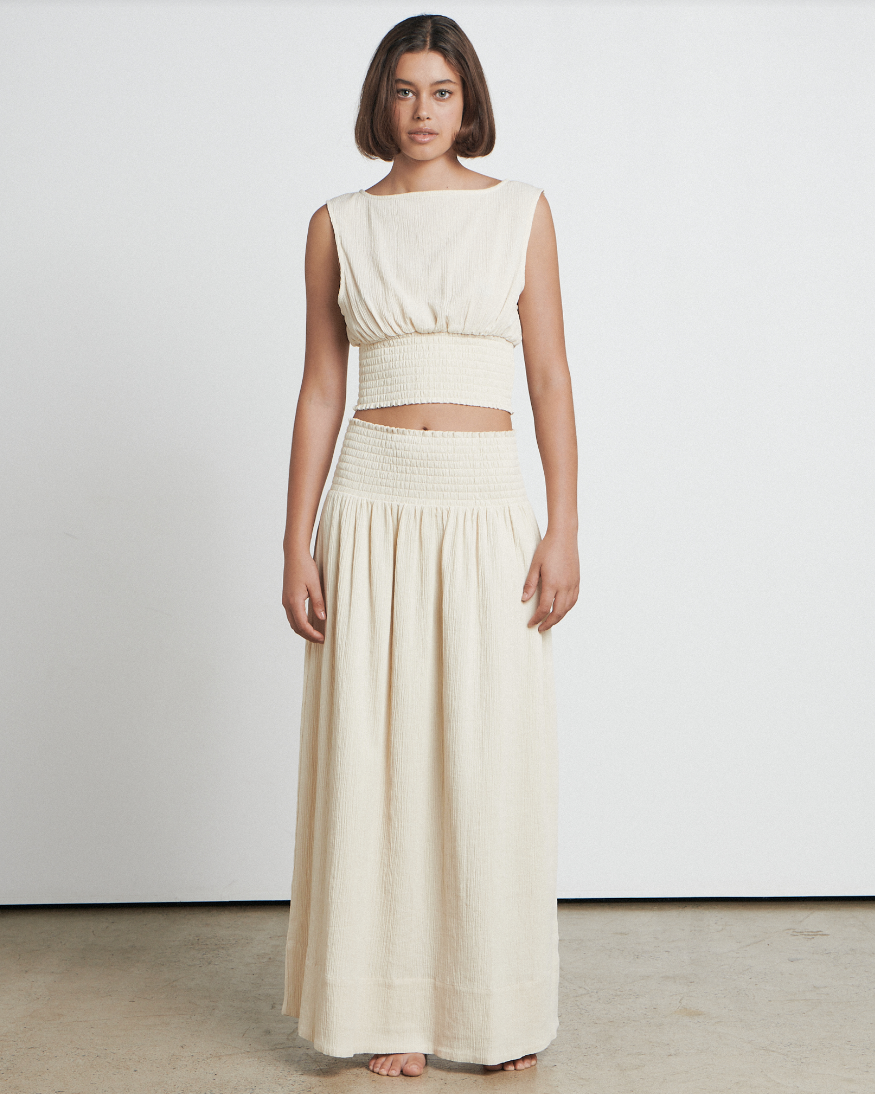 BARE by Charlie Holiday Crinkle Maxi Skirt - Cream