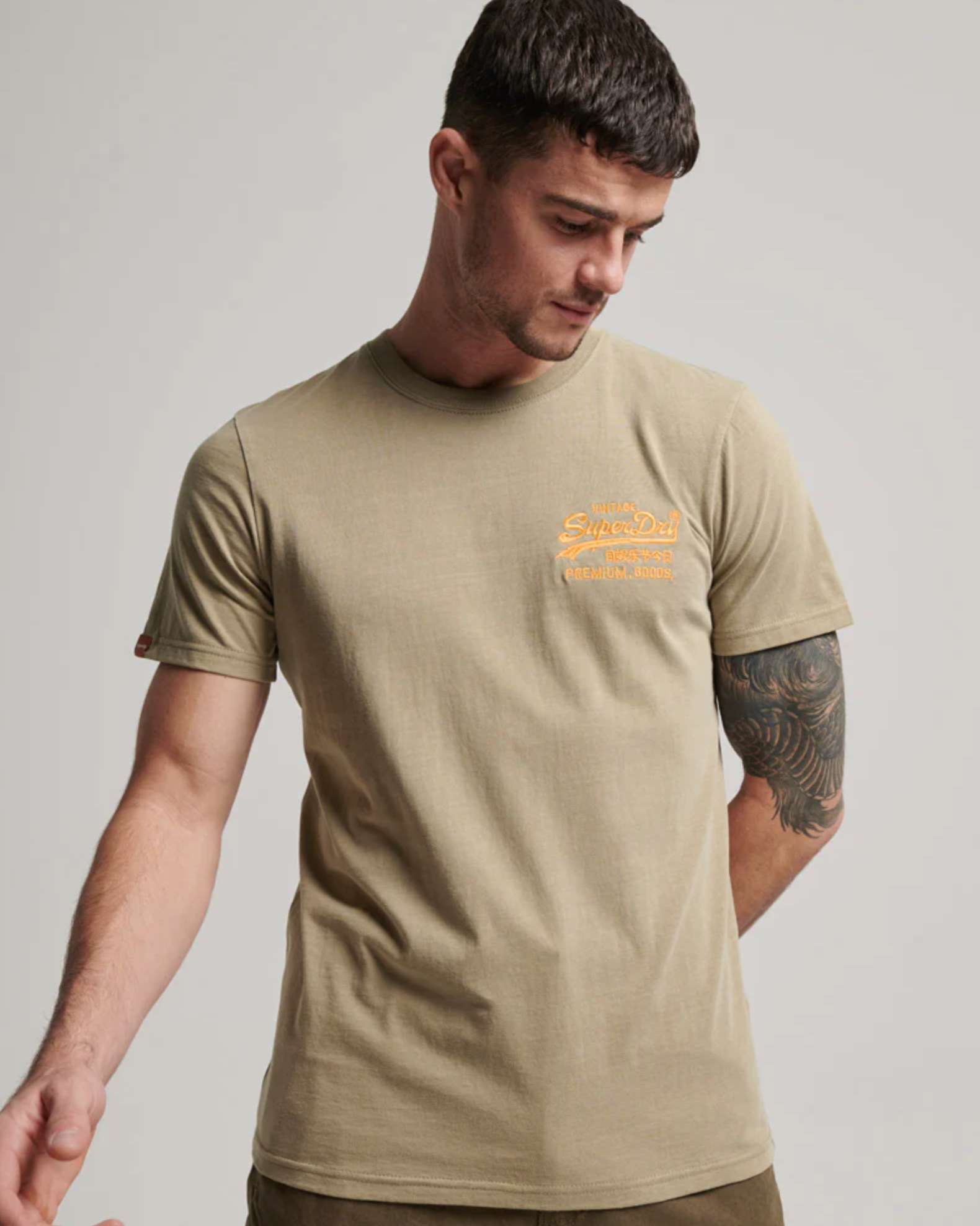 Superdry Vintage Logo Neon T-Shirt - Canyon Sand Brown