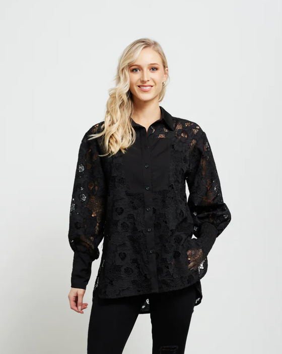 Et Alia Cecilia Shirt - Black Omate Lace