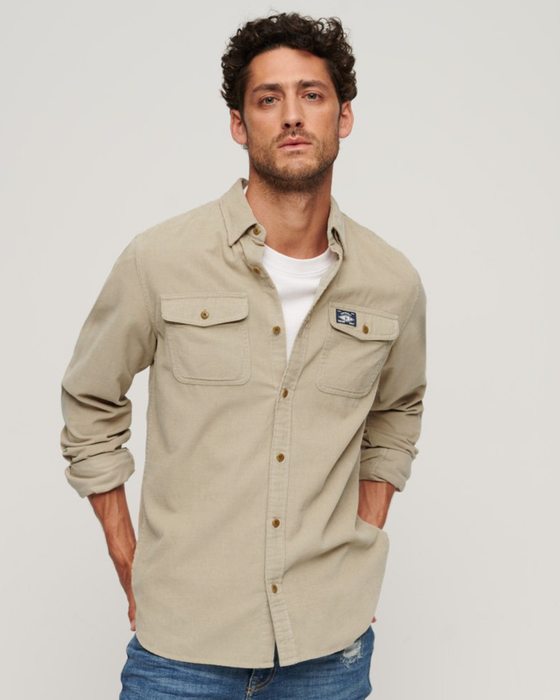 Superdry Trailsman Cord Shirt - Stone Wash Taupe Brown