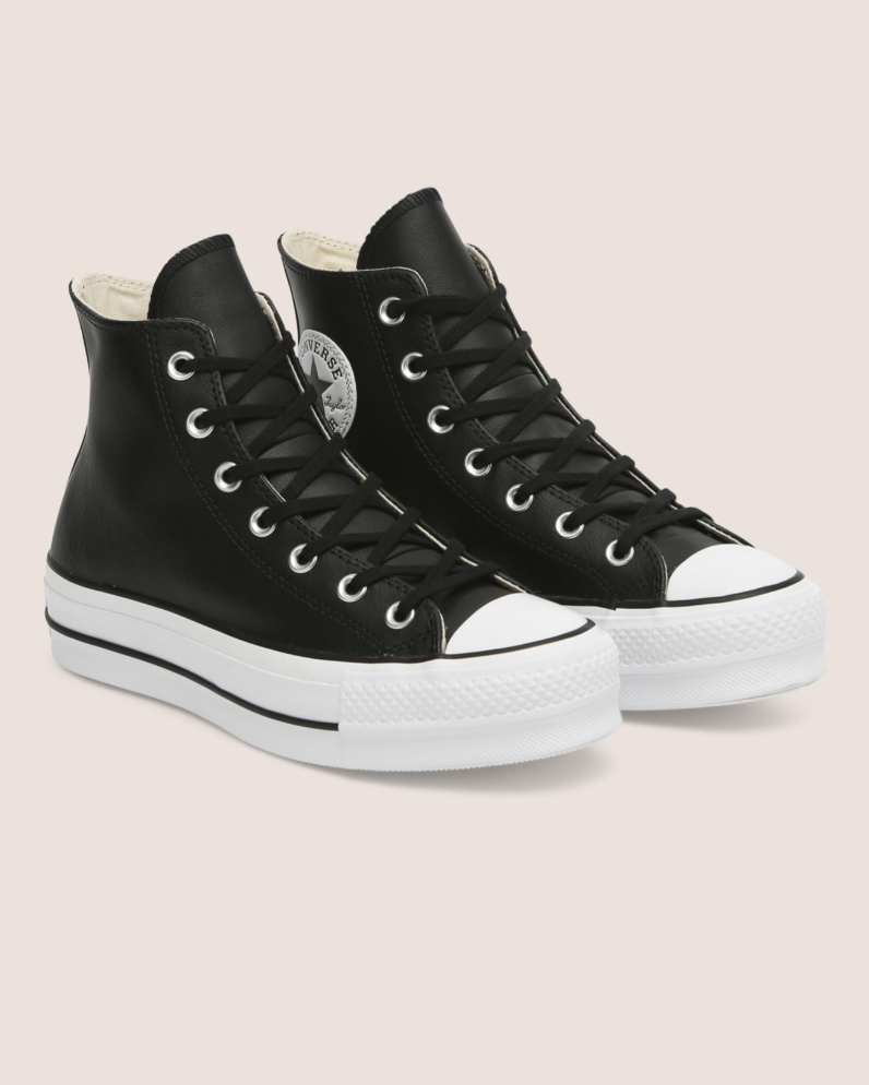 Converse Chuck Taylor Leather Lift  High Top - Black/Garnet/White