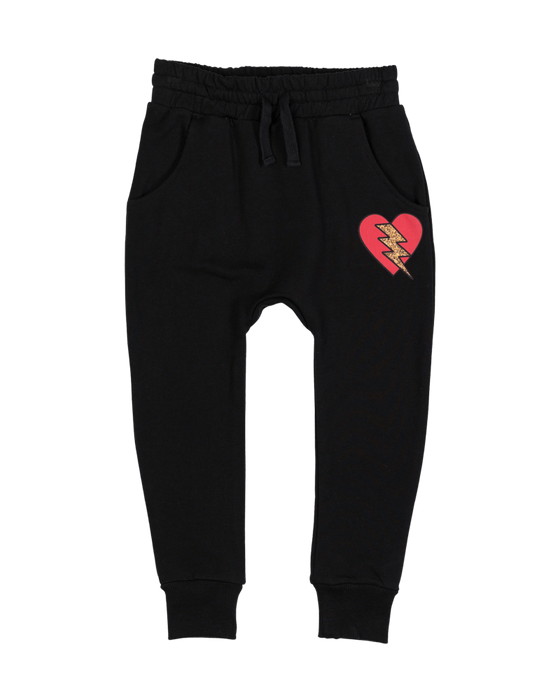 Rock Your Kid Electric Heart Track Pants - Black